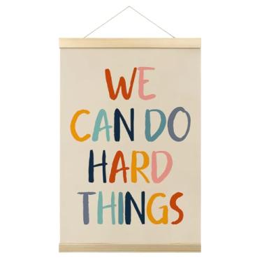 Imagem de Decoração de sala de aula Boho para professores, We Can Do Hard Things, moldura de parede com afirmação positiva, decoração de parede para sala de aula, escola, professor, escritório, decoração de