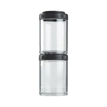 Imagem de Recipientes de armazenamento de alimentos BlenderBottle GoStak para proteína em pó, lanches saudáveis e controle de porção, 150cc 2 unidades, preto