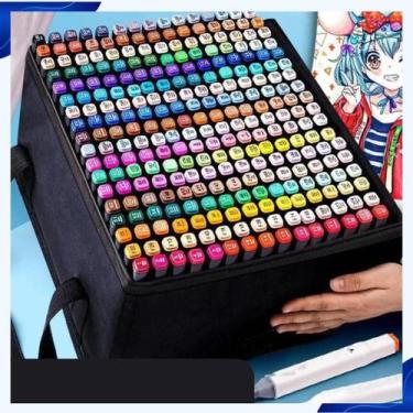 Imagem de Conjunto kit Canetas Marcador Permanente Ponta Dupla 80 Cores Tiktok D