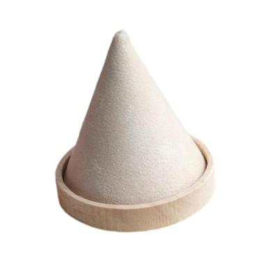 Imagem de predolo Suporte Cônico para Pulseiras, Expositor de Relógios, Suporte para Elásticos de Cabelo, Organizador de Pulseiras com Base de Madeira Estável para Exib, Bege