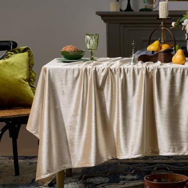 Imagem de Toalha de mesa retangular de veludo, 132 x 182 cm, toalha de mesa de luxo francesa, vintage, retrô, casa de fazenda, rústica, toalha de mesa lavável para festa, casamento, cozinha, jantar, decoração