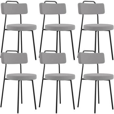 Imagem de Kit 06 Cadeiras Decorativas Estofada Para Sala De Jantar Barcelona L02 Suede Cinza - Lyam Decor