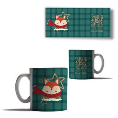 Imagem de Caneca Porcelana Natal Bichinhos Raposa Papai Noel Mensagem - Enjoy Sh