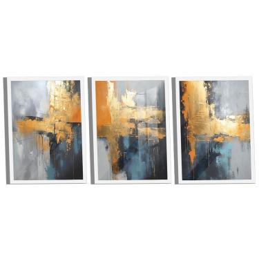 Imagem de Conjunto De Quadros Trio Abstrato Mancha Dourada -- Br Artes
