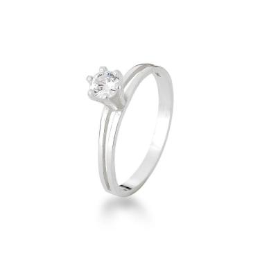 Imagem de Anel Solitário 5mm Alto Prata 925