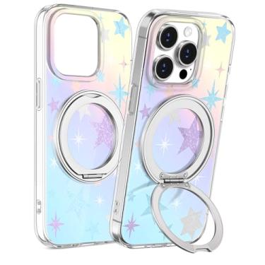 Imagem de Loheckle Capa para iPhone 15 Pro Max - Compatível com MagSafe Stand Mulheres Meninas Bonito Transparente Feminino Estética Kawaii Design Exclusivo TPU Macio Suporte Magnético Embutido Capa de Telefone
