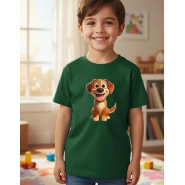Imagem de Camiseta Infantil Slim Algodão Estampada Doguinho Caramelo - LOJA RPER