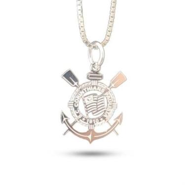 Imagem de Pingente Corinthians Escudo em Prata 925 + Corrente Tamanho:60 cm-Unissex