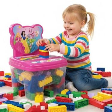Imagem de Cadeira Infantil Princesa Brinquedo Blocos 48pçs Bebe Menina - GGB - E
