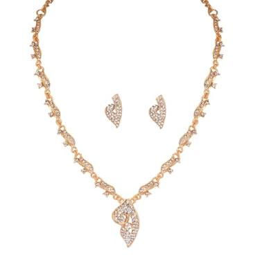 Imagem de Touchstone NOVO Bollywood indiano feito à mão Navratri Garba Dandya festividades especiais aprimoramento redondo strass design intrincado joias colar brincos conjunto em tom dourado para mulheres.