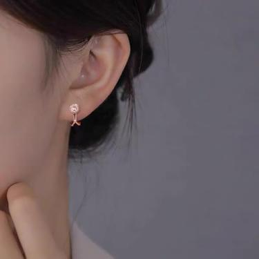 Imagem de Brincos de pressão para mulheres, pedra do mês de novembro, hipoalergênicos, não perfurados, sem dor, Medium, Cobre, cria morganita