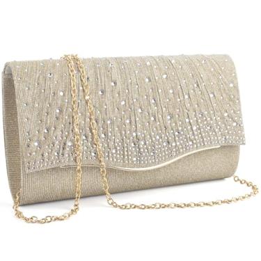 Imagem de TINDTOP Bolsas de mão para mulheres, bolsas formais para noite de camurça, envelope de ombro, bolsas de festa, casamentos, coquetéis, bailes de formatura, C- Champanhe claro, 8.6 x 4.7 x 2 inches