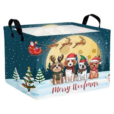 Imagem de BOOHIT Cestas vazias grandes para presentes de Natal para crianças, dobrável, com alça (chapéu de cachorro)