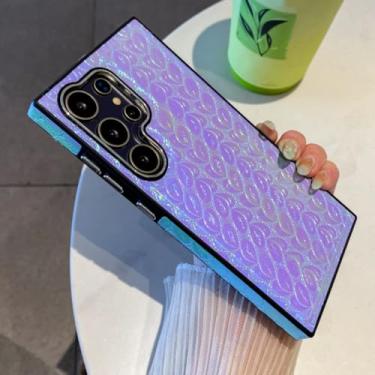 Imagem de MVVKKY Capa magnética de couro sintético brilhante com laser para câmera SM S25Plus (para SM S25Plus/roxa)