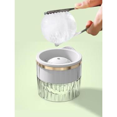 Imagem de Forma de bola de gelo, bandejas reutilizáveis para cubos de gelo de 5 cm, bandeja redonda de silicone de fácil liberação com tampas e funil para uísque, coquetéis e bourbon, preto, branco