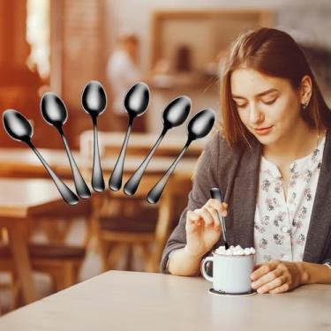 Imagem de Colheres de café expresso Demitasse, mini colher de café, colheres pequenas de aço inoxidável para sobremesa, chá, conjunto de 6