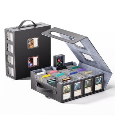 Imagem de Dufvrpe Trading Card Storage Box – 3500+ Magnetic MTG Deck Box with Handle,Commander & Toploader Display, Dice Box,4 Dividers & 30 Color Labels – Fits for TCG,MTG,Yu-Gi-Oh and Sport cards
