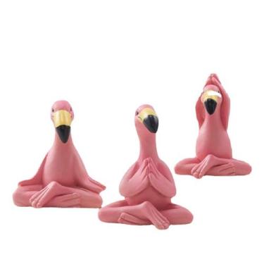 Imagem de Estátua de escultura Mini Flamingo Yoga Bird Resina 5x6,2 cm - yiweisa