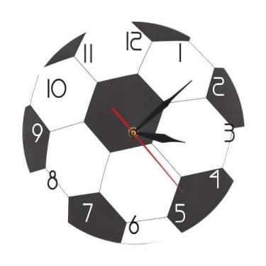 Imagem de Relógio de parede com design de bola de futebol sem tique-taque silenc