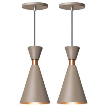 Imagem de Kit 2 Pendente Lustre Luminária Mini Pequim Fendi 24cm Para Bancada de