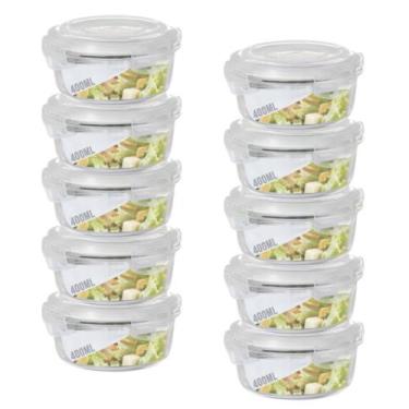 Imagem de 10 Potes Vidro 400ML Microondas Alimento Redondo Hermetico - QUALITY H