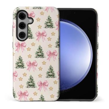 Imagem de casesok Capa para Samsung Galaxy S25 FE, capa rígida de camada dupla + capa de telefone de silicone, proteção total à prova de choque para Samsung Galaxy S25 FE - árvore de Natal estrela biscoito laço