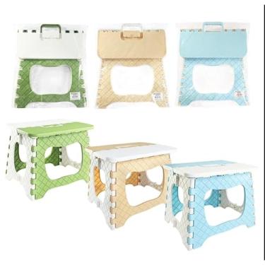 Imagem de Banqueta Baixa, Banqueta Banquinho Dobrável de Plástico Resistente para Viagem(AZUL BEBE,Ifintil)