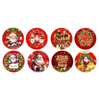 Imagem de Kit com 08 Bolinhas de Natal MDF 3mm Adesivado Decoração Árvore 9,5cm (B10-NAT0003)