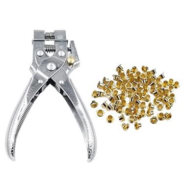 Imagem de Kiboule Alicate para ilhós 2 em 1 para ilhós para ilhós para ilhós de aço kit com 100 pcs ilhós para cintos de couro bolsas roupas de lona sapatos
