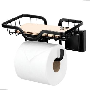 Imagem de Porta Papel Higiênico Parede Lavabo Banheiro Suporte Celular