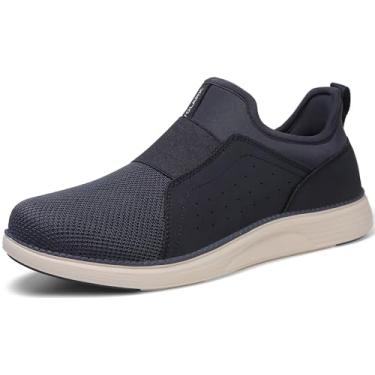 Imagem de YOLARK Tênis social masculino casual, moderno, leve, respirável, sem cadarço, academia, tênis, atlético, Azul-06, 46