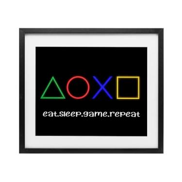 Imagem de Stupell Industries Neon Gaming Symbols & Words Black Framed Print Under Glass, design by Christine Simpson Art, 17 x 21