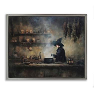 Imagem de Stupell Industries Witch's Cauldron Brew Brown Framed Floater Canvas Wall Art, design by Arlington Prints, 17 x 21