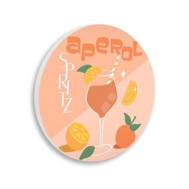 Imagem de Stupell Industries Placa de parede circular Aperol Spritz Funky Cocktail com design de Anna Quach, 12 x 12