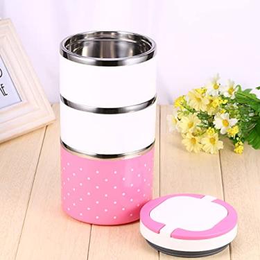 Imagem de Isolamento de Aço Inoxidável Thermo Thermal Lunch Box Recipiente de Armazenamento Rosa Quente 1230ml