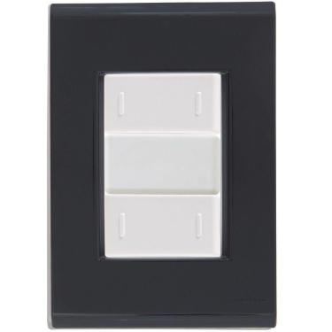 Imagem de Cj Placa Dois Interruptor Duplo Liz Grafite Tramontina Completo Pronto Tramontina