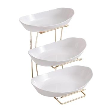 Imagem de Fxzqgnh Fruteira para de Cozinha, Tigela para Servir com Suporte de Metal, Cesta de Frutas de Vários Andares para Doces, Nozes E Veg, Prateleira Dourada de 3 Níveis, Tamanho real