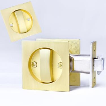 Imagem de Dontay Trava de passagem de porta de bolso, rotação dupla face, sem chave, trava de privacidade (cama/banho), alinhada, alavanca de bloqueio grande, ferragens para porta de espessura de 3,5 a 6,8 cm