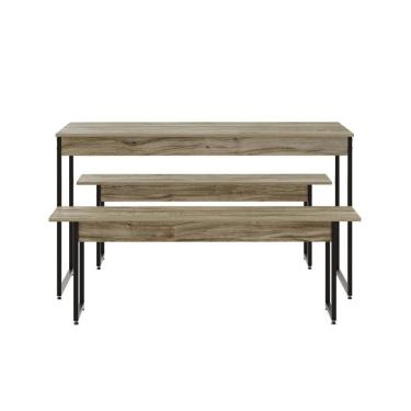 Imagem de Mesa De Jantar Com 2 Bancos Estilo Industrial Tub  Carvalho / Est.preta