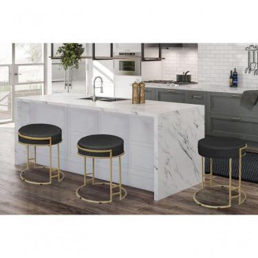 Imagem de Puff Decorativo Sarah Sala E Recepção Metal Dourado Veludo