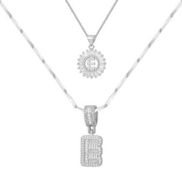 Imagem de Colar feminino com letras douradas/prateadas, banhado a ouro 14K, joias personalizadas com nome personalizado, colar com pingente de iniciais para casal, 2 peças, colar elegante e delicado para