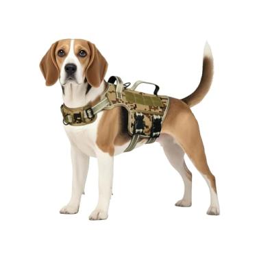 Imagem de Peitoral tático para cães de tamanho médio, resistente, sem puxão, com alça, fácil de colocar e tirar com sistema Molle, colete refletivo para animais de estimação para caminhadas, treinos