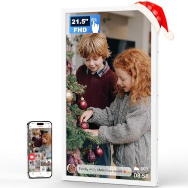 Imagem de Arktronic Frameo Porta-Retratos Digital Grande De 21,5 Polegadas Com Tela Sensível Ao Toque Ips Fhd 1920X1080, Porta-Retratos Digital Wifi De 32 Gb, Montável Em Parede, Compartilha Fotos/Vídeos Por