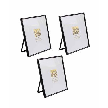 Imagem de Kit 3 Porta Retrato em Metal e Vidro para Foto 15x20 Preto