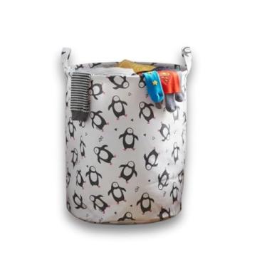 Imagem de Cesto Organizador Dobrável Pinguim 45cm Para Roupas Sujas Multiuso Para Lavanderia Quarto Banheiro
