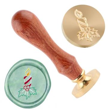 Imagem de Carimbo de lacre de cera de Natal carimbo de latão e uma alça de madeira carimbos cabeça para cartões de natal convites de festa carta envelope cartões de felicitações presentes