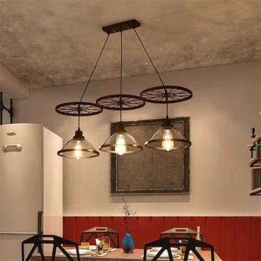 Imagem de Luminária pendente vintage industrial com LED, estilo americano, ideal para sala de estar, restaurante, quarto, casa de campo, loft, loja de roupas, café, bar, casa de família (GAB 3 lâmpada