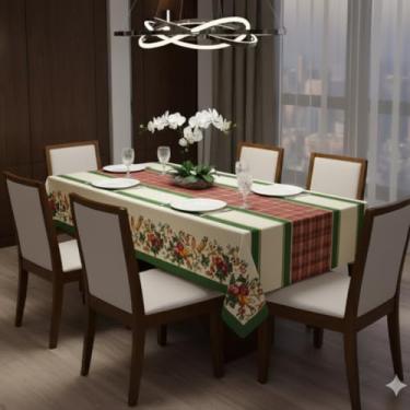 Imagem de TOALHA DE MESA LINHÃO EM TECIDO LINHO RUSTICO (ABÓBORA PONTO CRUZ, 140X200)