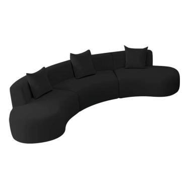 Imagem de Kit Sofá Modular 4 Lugares 360cm Moderno Curvo Orgânico Duna Bouclé Preto