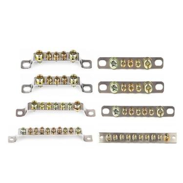 Imagem de 5/10 peças bloco terminal de aterramento linha zero linha terminal fileira 5 7 10 furos caixa de distribuição cabo Lug ponte design emenda cobre barra (bege, 5 peças)